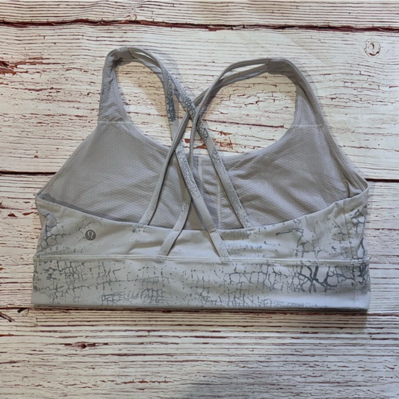 Lululemon Energy Longline Bra Medium Support, B–D Thread Dye White Black Sz 12 - Picture 5 of 7
